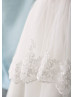 Cap Sleeves Ivory Lace Tulle Floor Length Flower Girl Dress